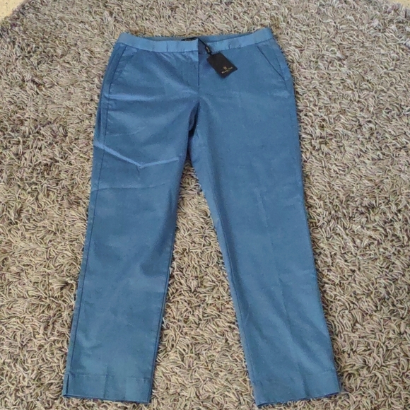 Massimo Dutti Blue Chino Slacks Pants Ankle Women's 8 New Hand Pockets 28"   L - Picture 3 of 8